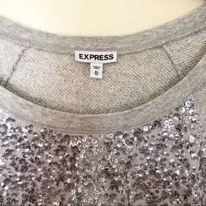 EXPRESS gray & silver sequined crewneck sweater